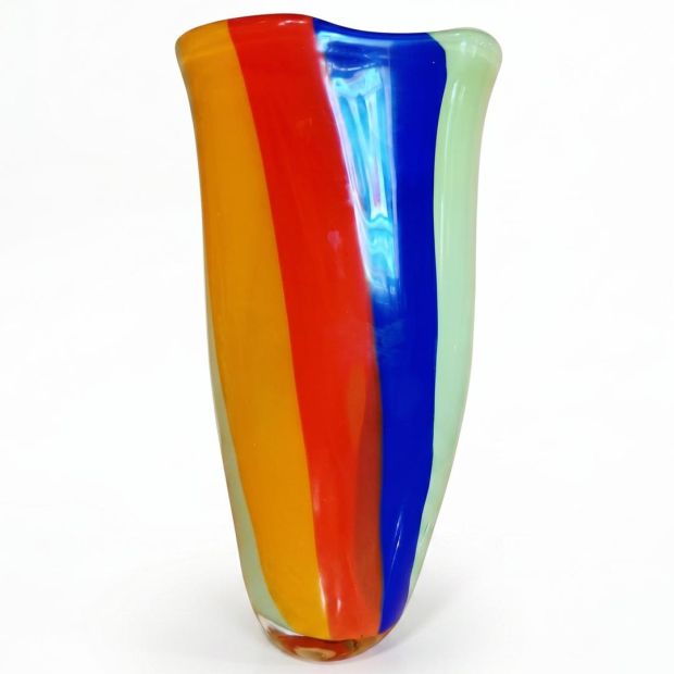 Vaso in Vetro di Murano "Palagheia" H44 - Grandi Fasce Multicolore